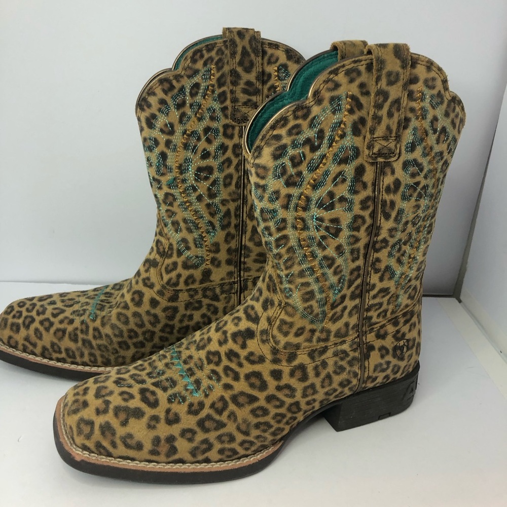 Ariat Kids Prime Time Western Boots Faded Leopard Size 4.5 EUC